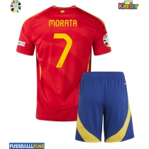 Spanien Alvaro Morata #7 Heimtrikotsatz Kinder EM 2024 Kurzarm (+ Kurze Hosen)